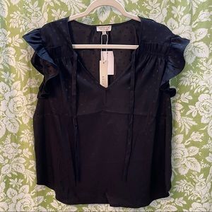 Silky Black Blouse with Polka Dots